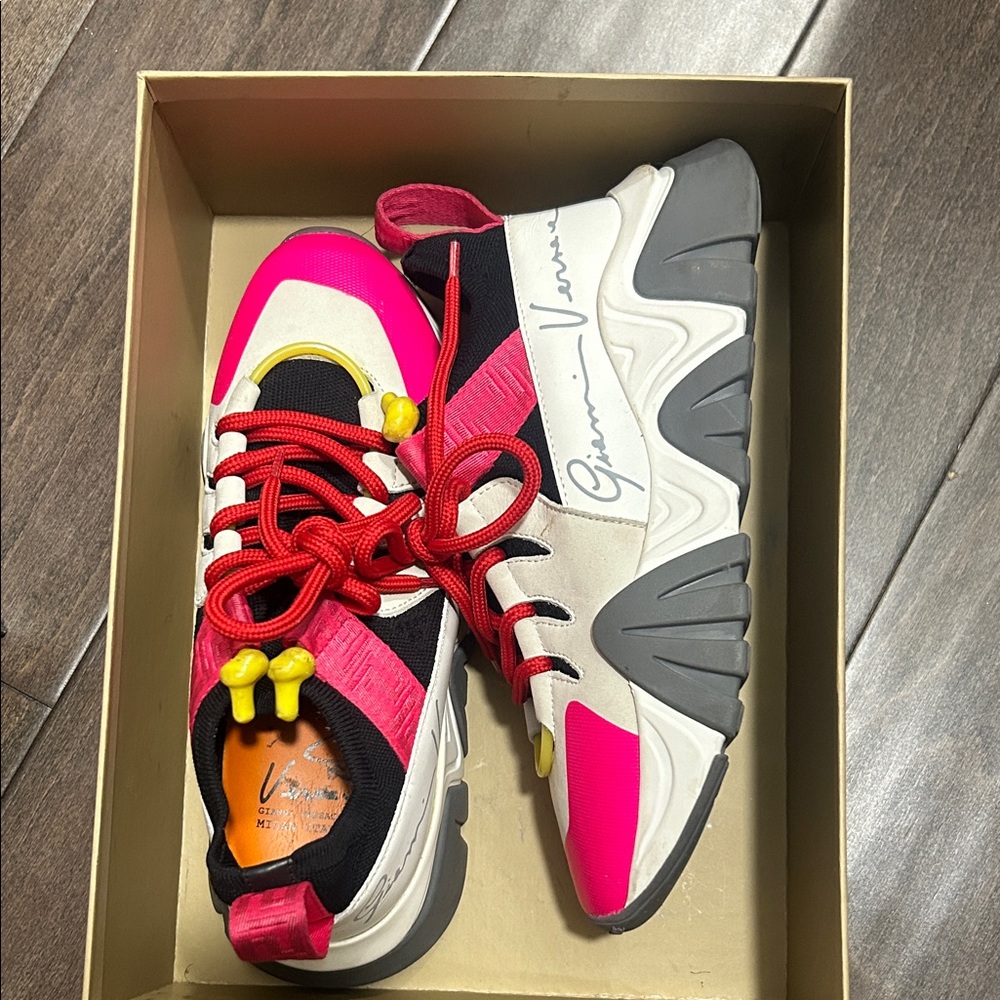 Versace Pink, Red and Gray Trigreca Sneakers
